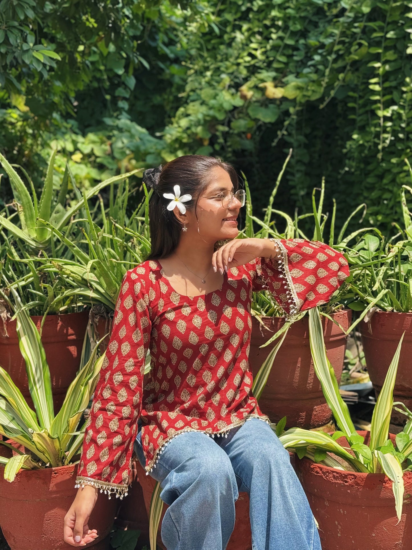 Women cotton Corset Short Kurti with unique lace designing