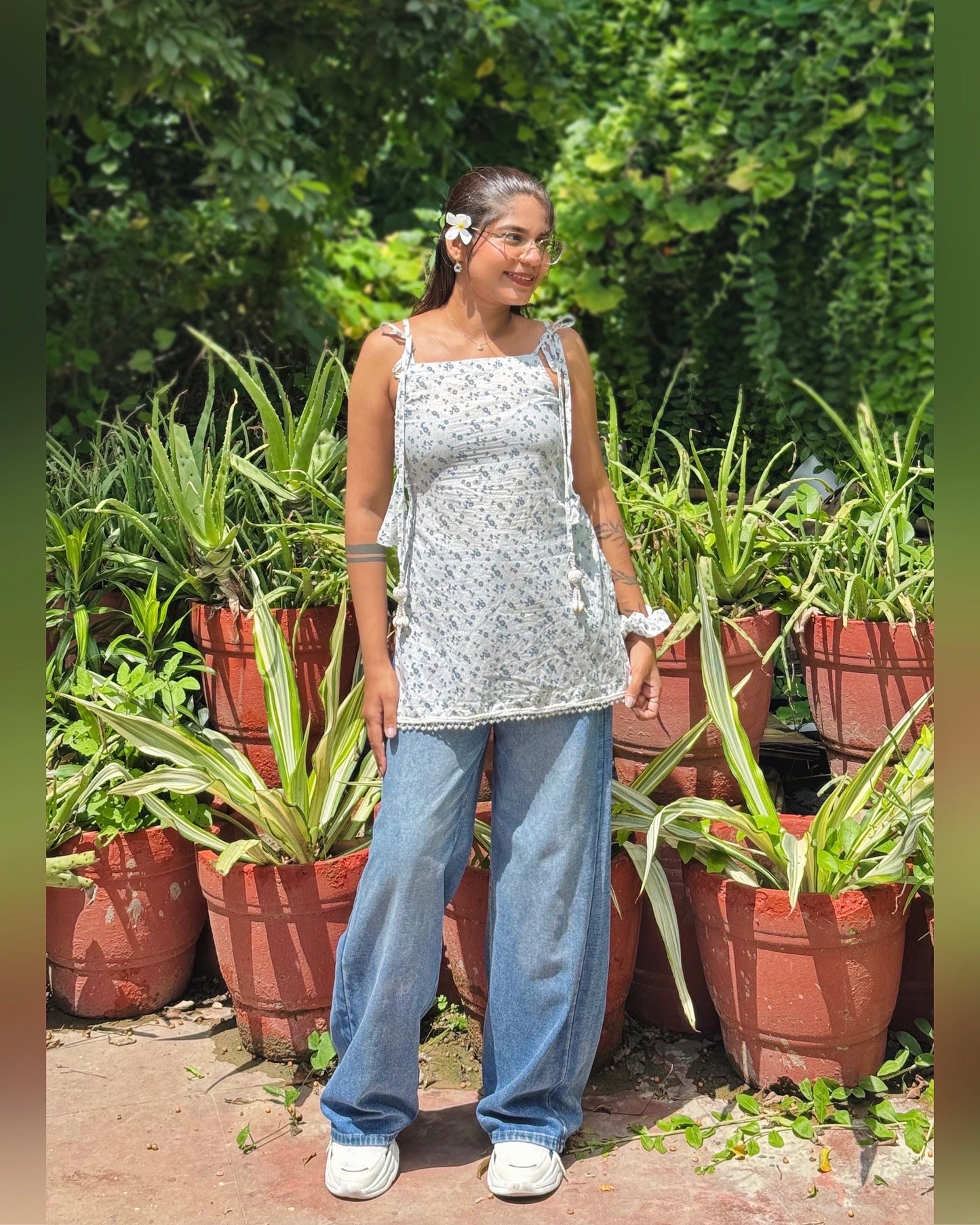 Floral Tie-Up Strap Kurti for Women