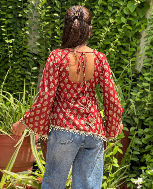 Women cotton Corset Short Kurti with unique lace designing