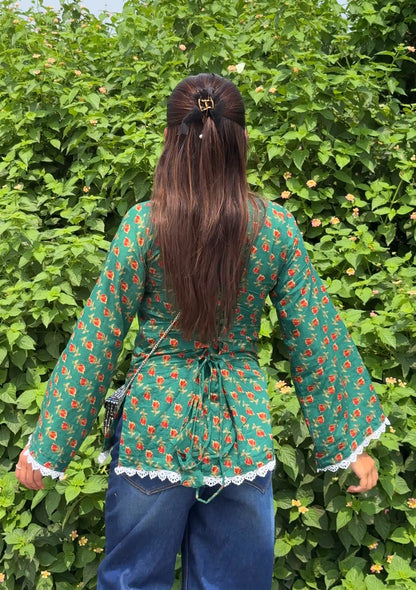 Green floral corset kurti