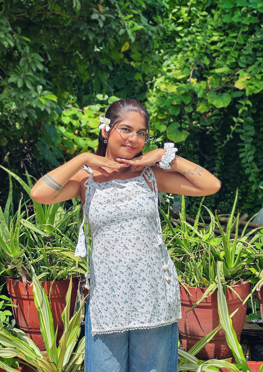 Floral Tie-Up Strap Kurti for Women